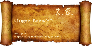 Kluger Bazsó névjegykártya